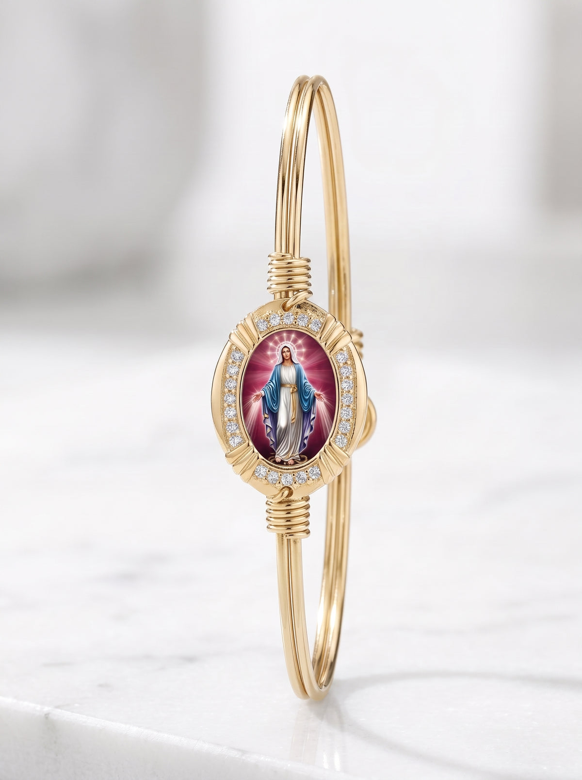 Oval Mother Mary Crystal Bracelet