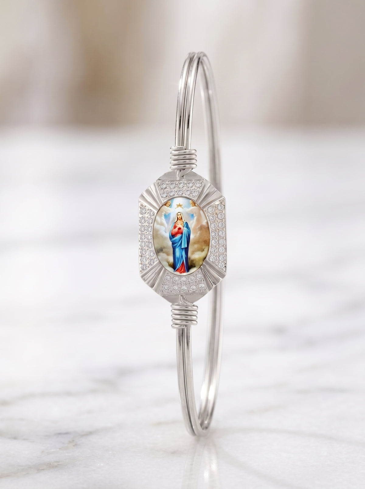 Virgin Mary Crystal with Angels Bracelet