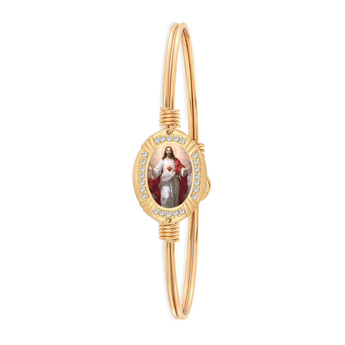 Oval Sacred Heart of Jesus Crystal Bracelet