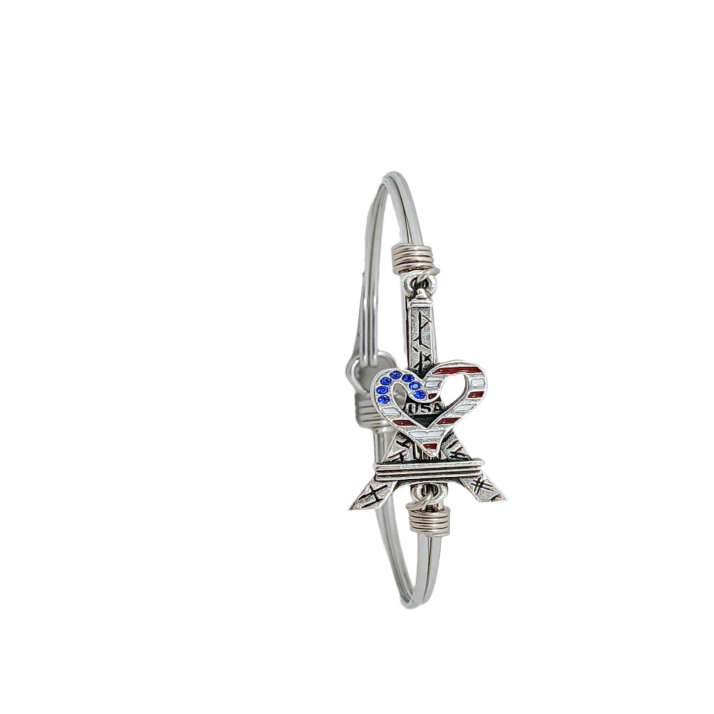 Eiffel Tower/ USA Heart Bracelet
