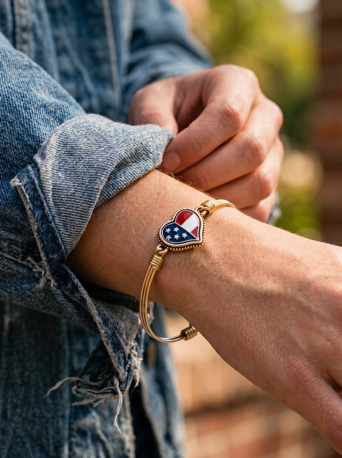 American Flag Heart Bracelet