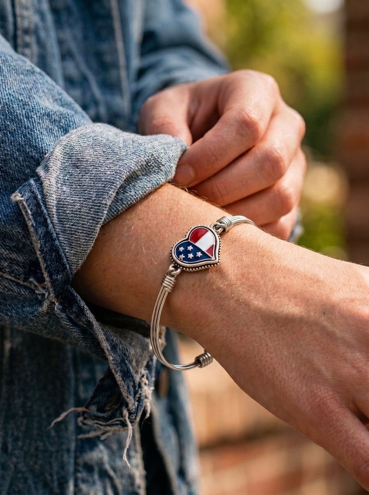 American Flag Heart Bracelet