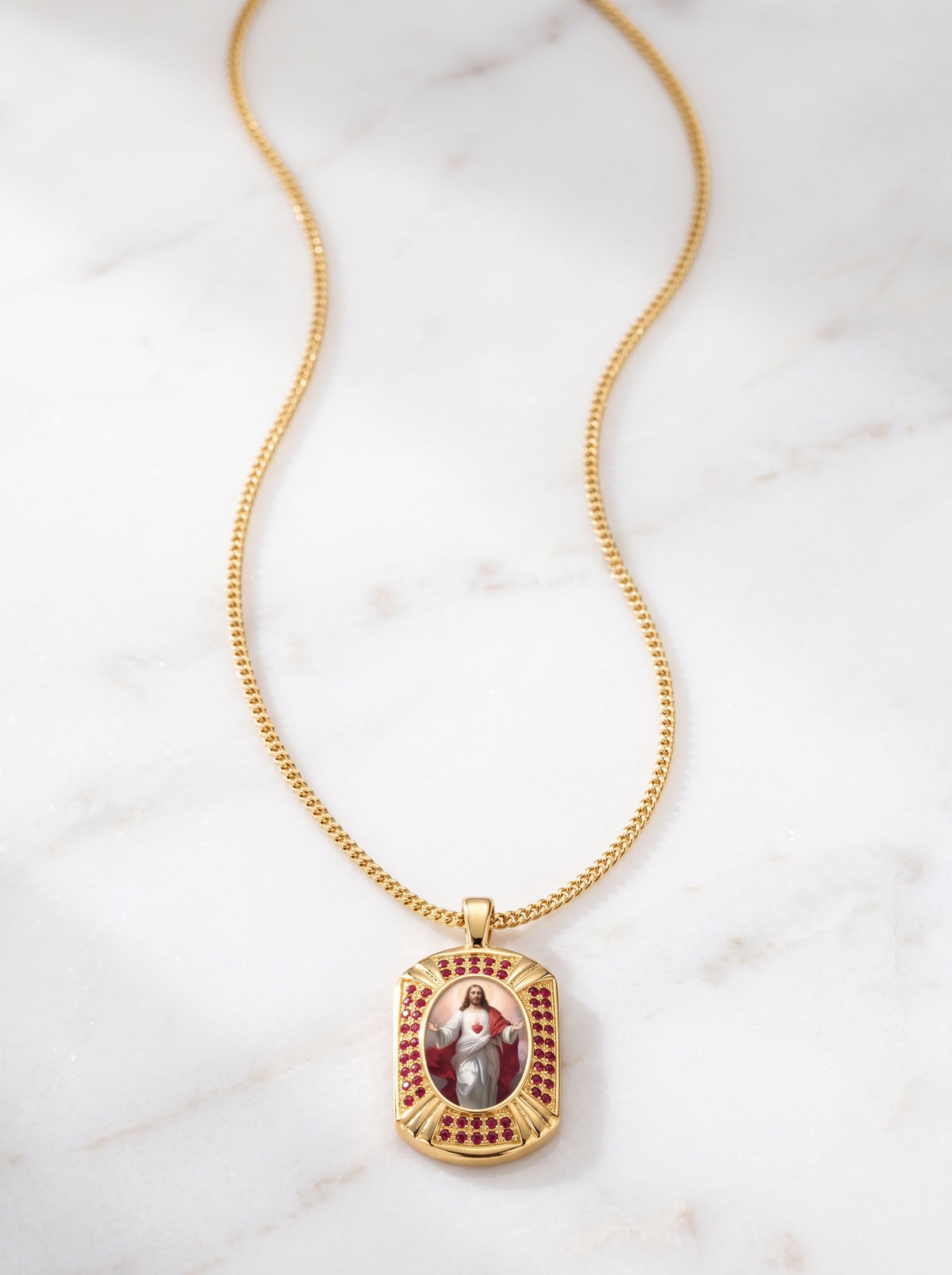 Sacred Heart of Jesus and Mother Mary Siam Reversible Pendant