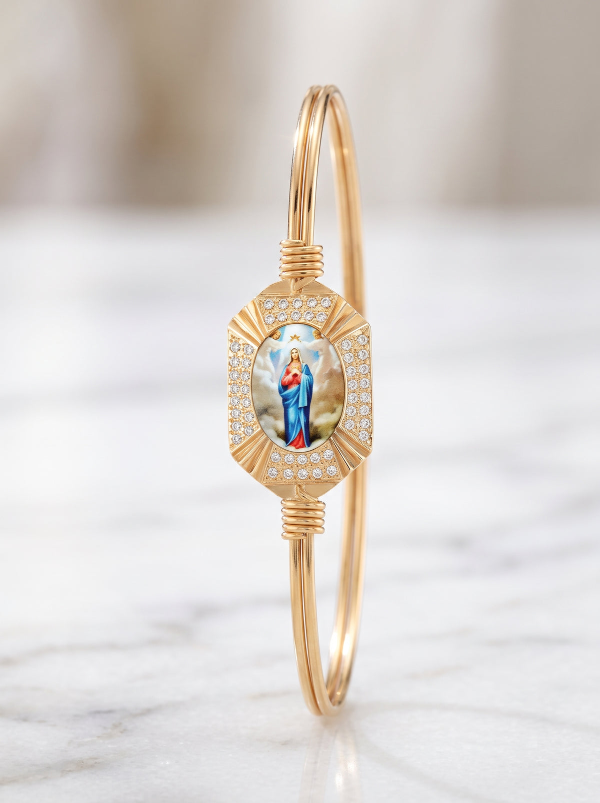 Virgin Mary Crystal with Angels Bracelet