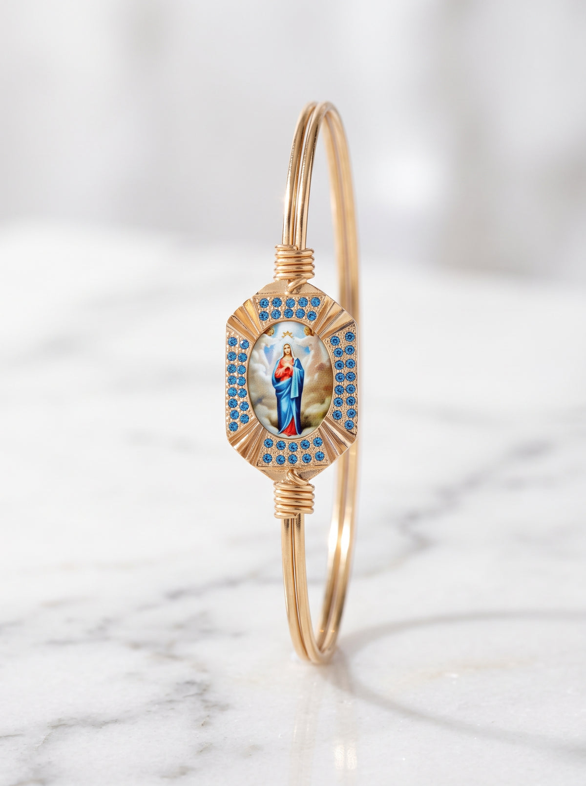 Virgin Mary Sapphire with Angels Bracelet