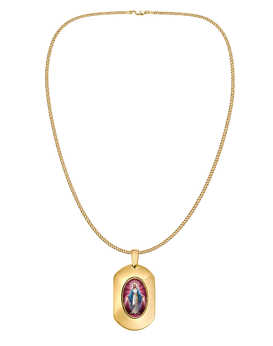 Sacred Heart of Jesus and Mother Mary Crystal Reversible Pendant