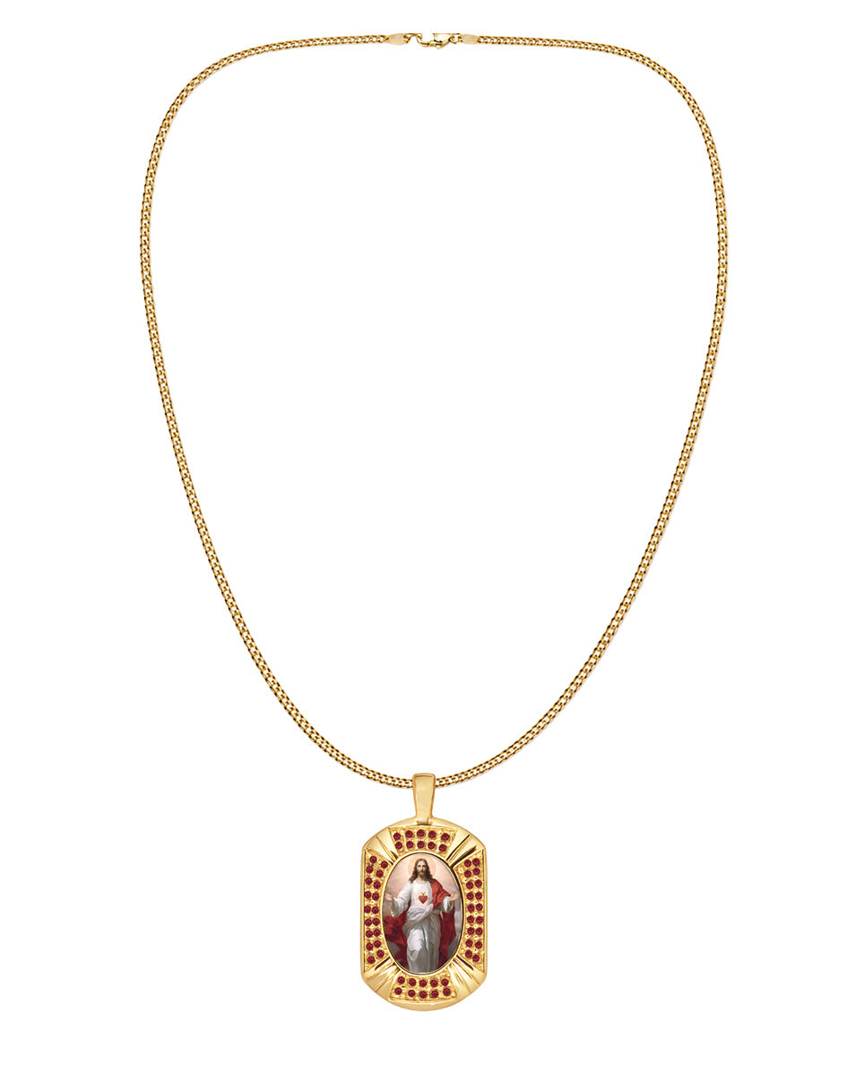 Sacred Heart of Jesus and Mother Mary Siam Reversible Pendant