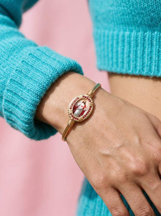 Oval Sacred Heart of Jesus Siam Bracelet