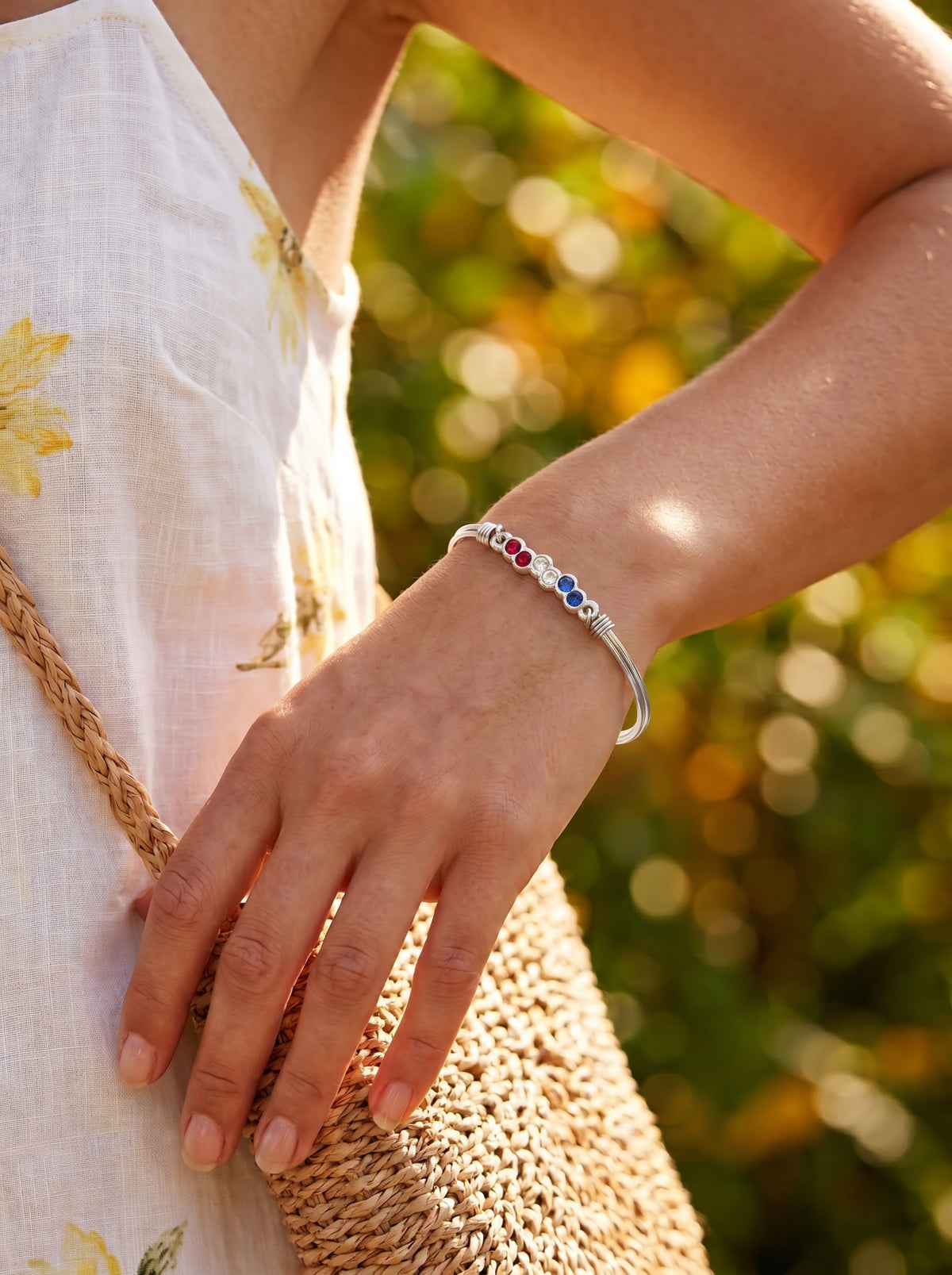 Red, White, Blue, Rd Crystals Bracelet