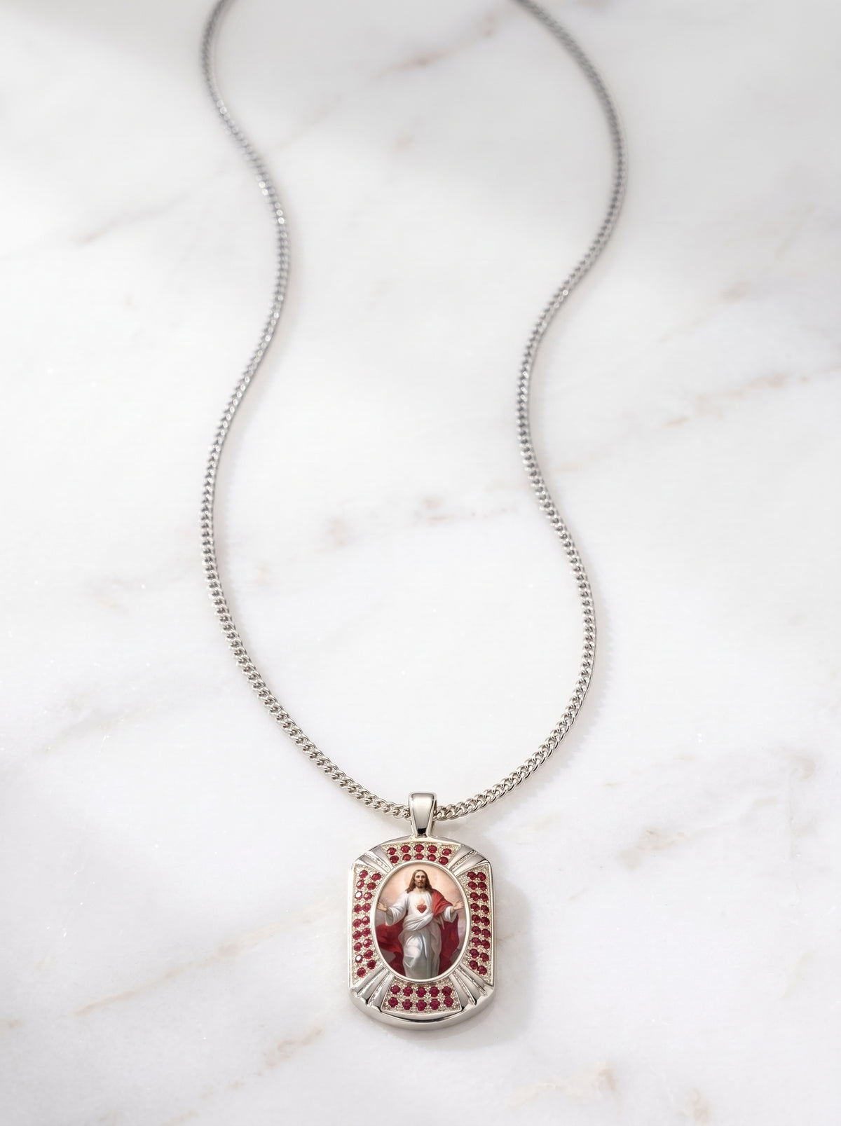 Sacred Heart of Jesus and Mother Mary Siam Reversible Pendant
