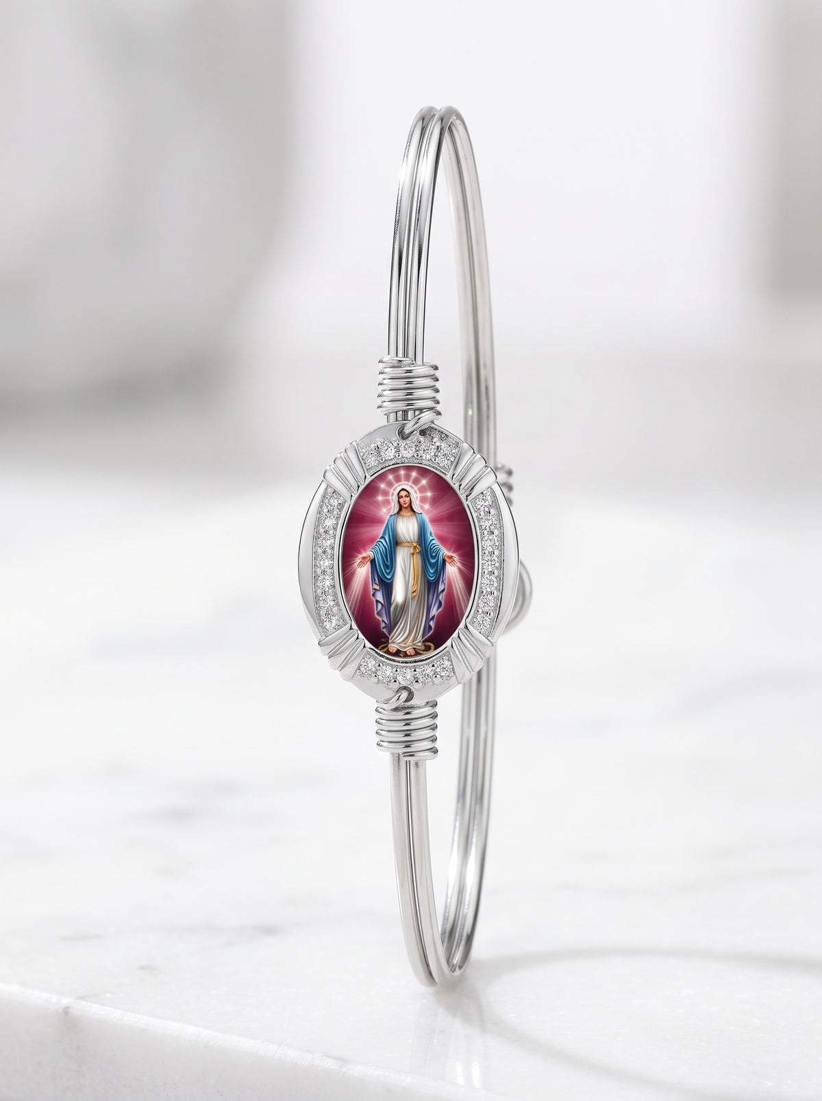 Oval Mother Mary Crystal Bracelet
