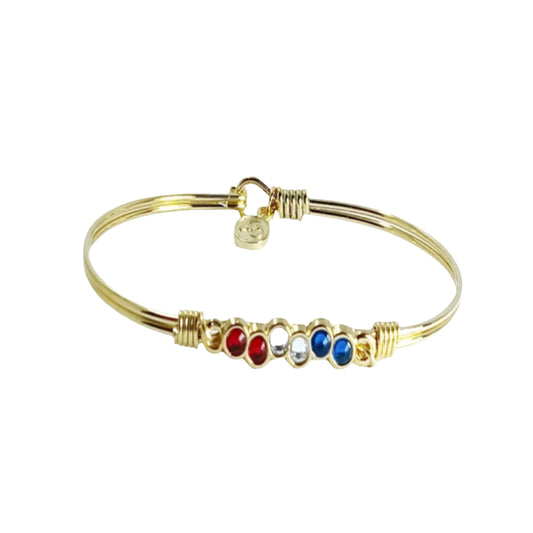 Red, White, Blue, Rd Crystals Bracelet
