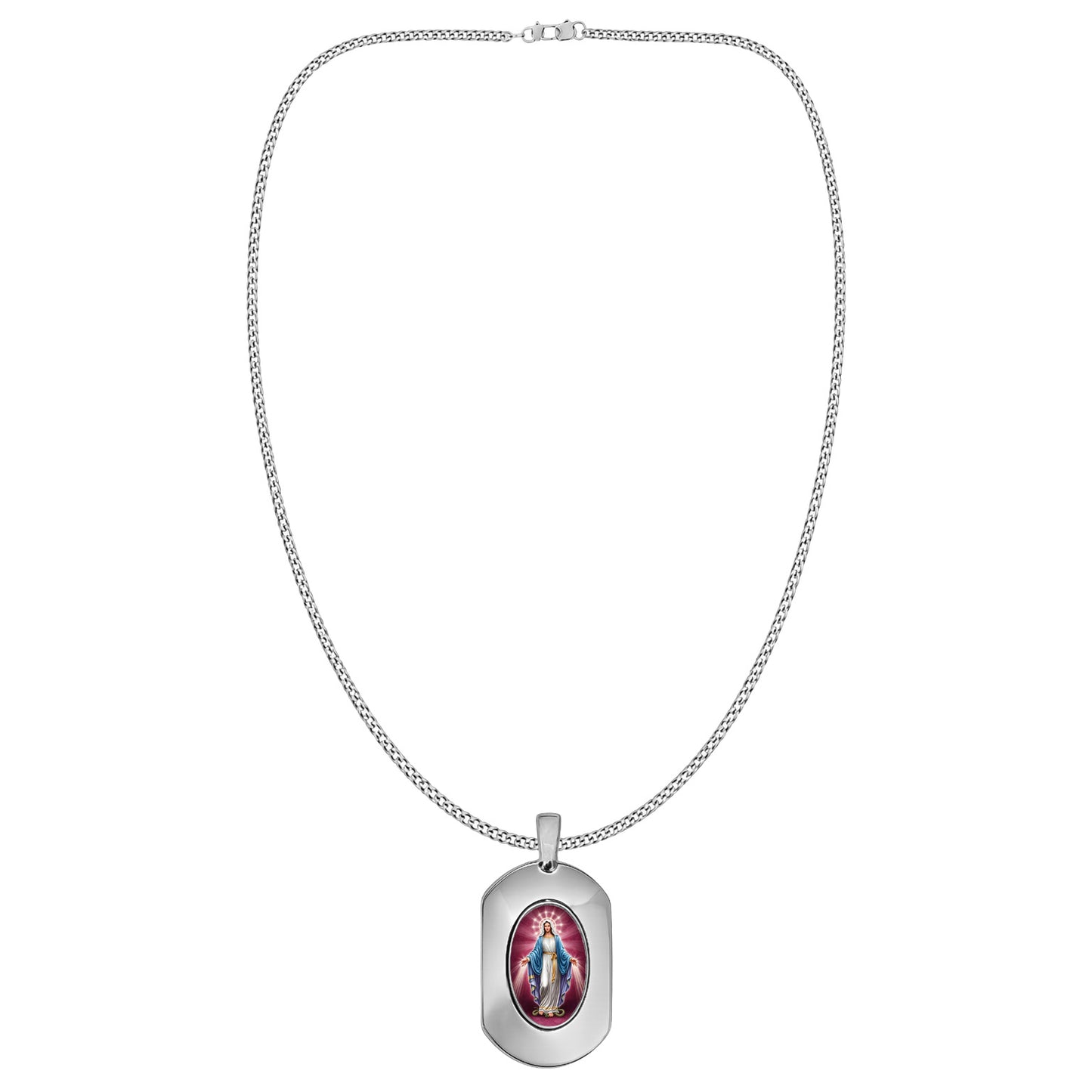 Sacred Heart of Jesus and Mother Mary Crystal Reversible Pendant
