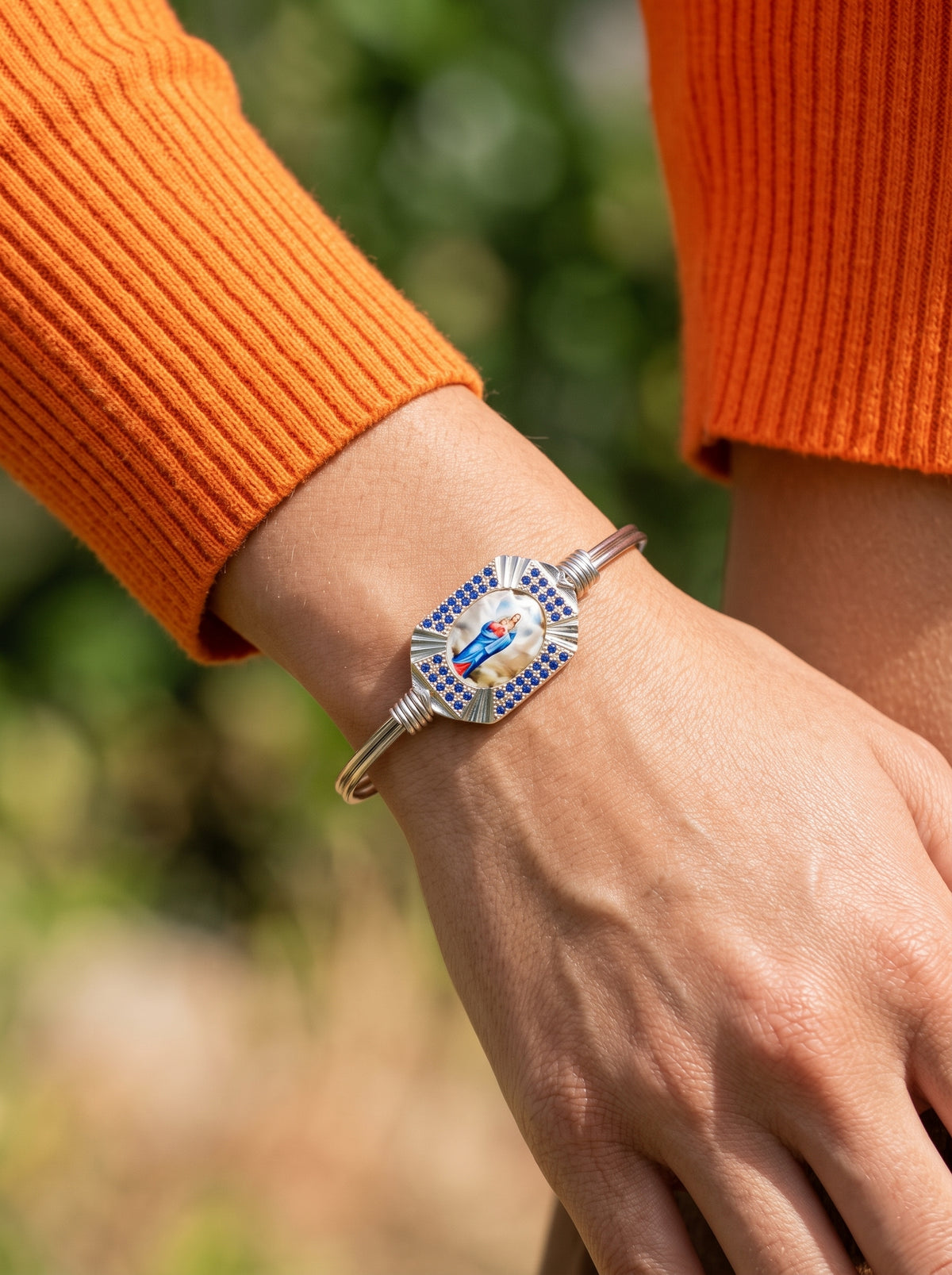 Virgin Mary Sapphire with Angels Bracelet