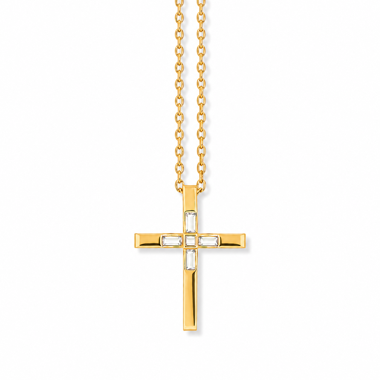 Crystal Baguette Cross Necklace