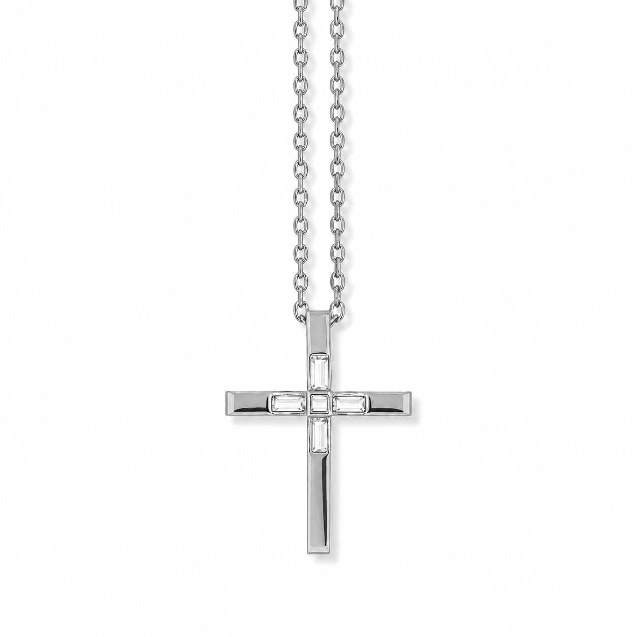 Crystal Baguette Cross Necklace