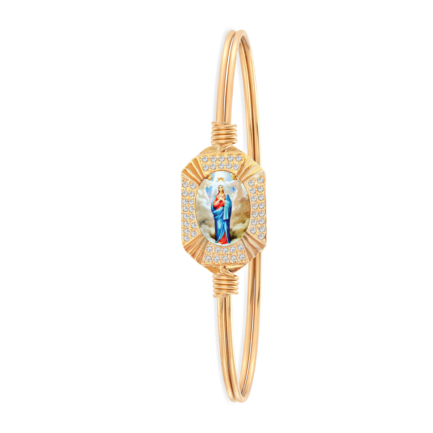 Crystal Virgin Mary with Angels Bracelet