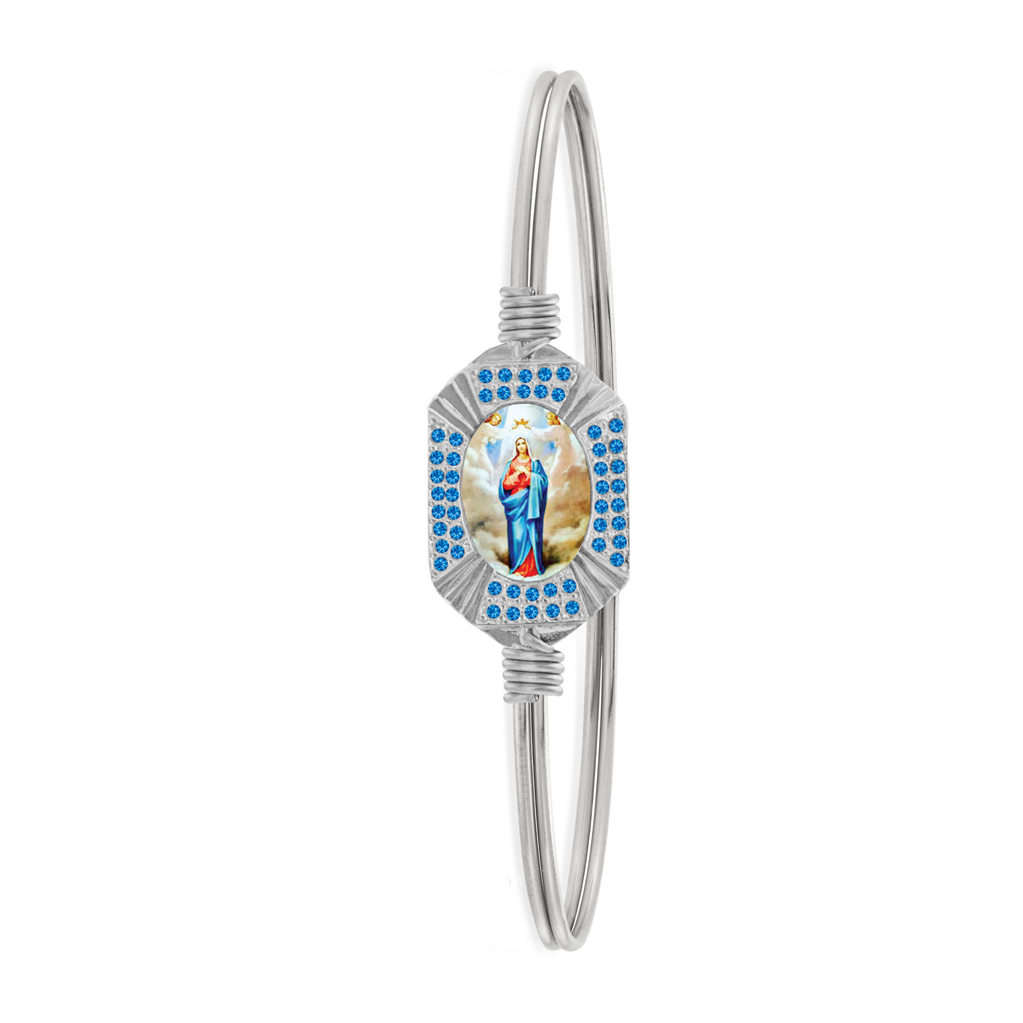 Sapphire Virgin Mary with Angels Bracelet