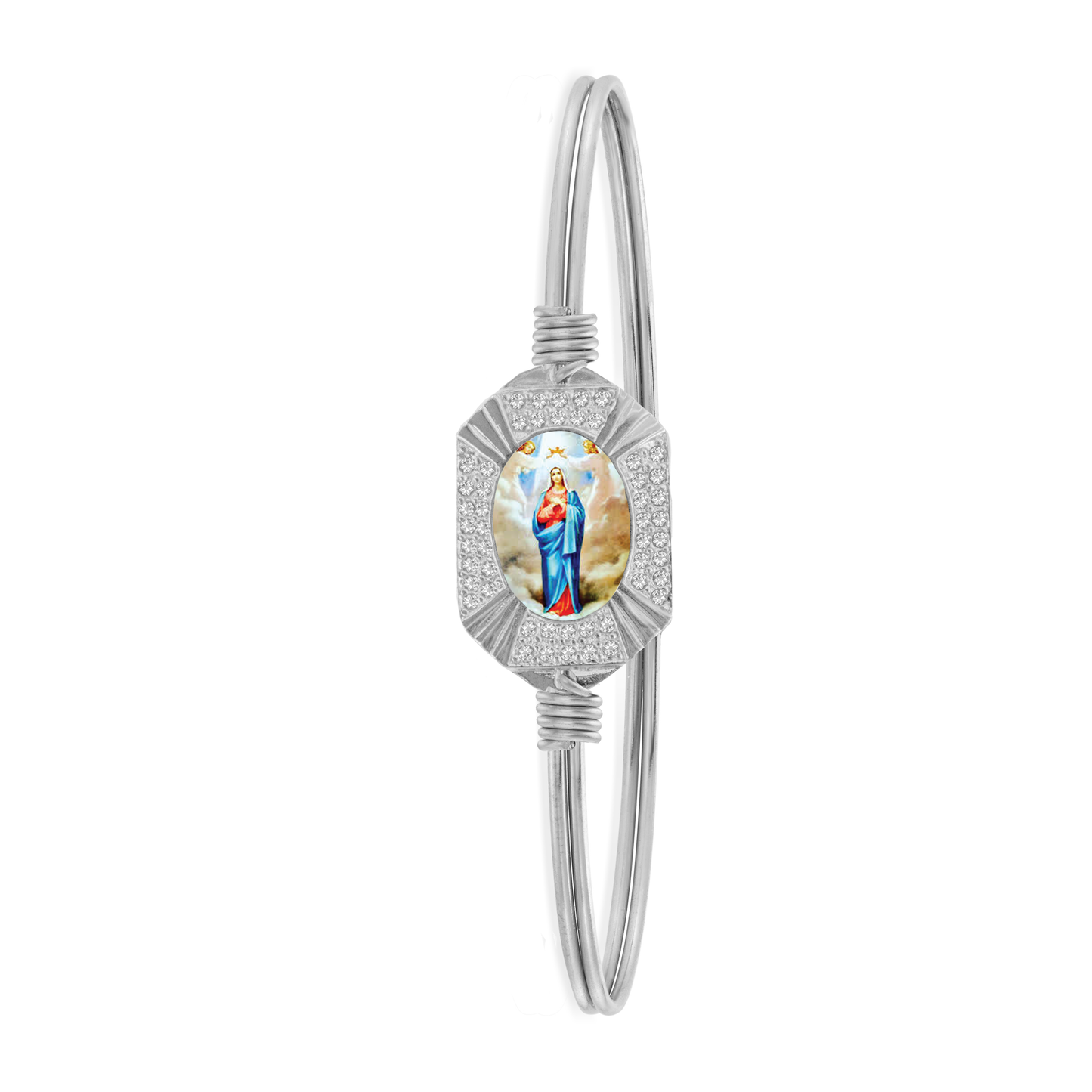 Crystal Virgin Mary with Angels Bracelet
