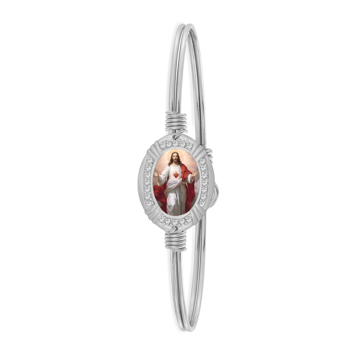 Oval Sacred Heart of Jesus Crystal Bracelet