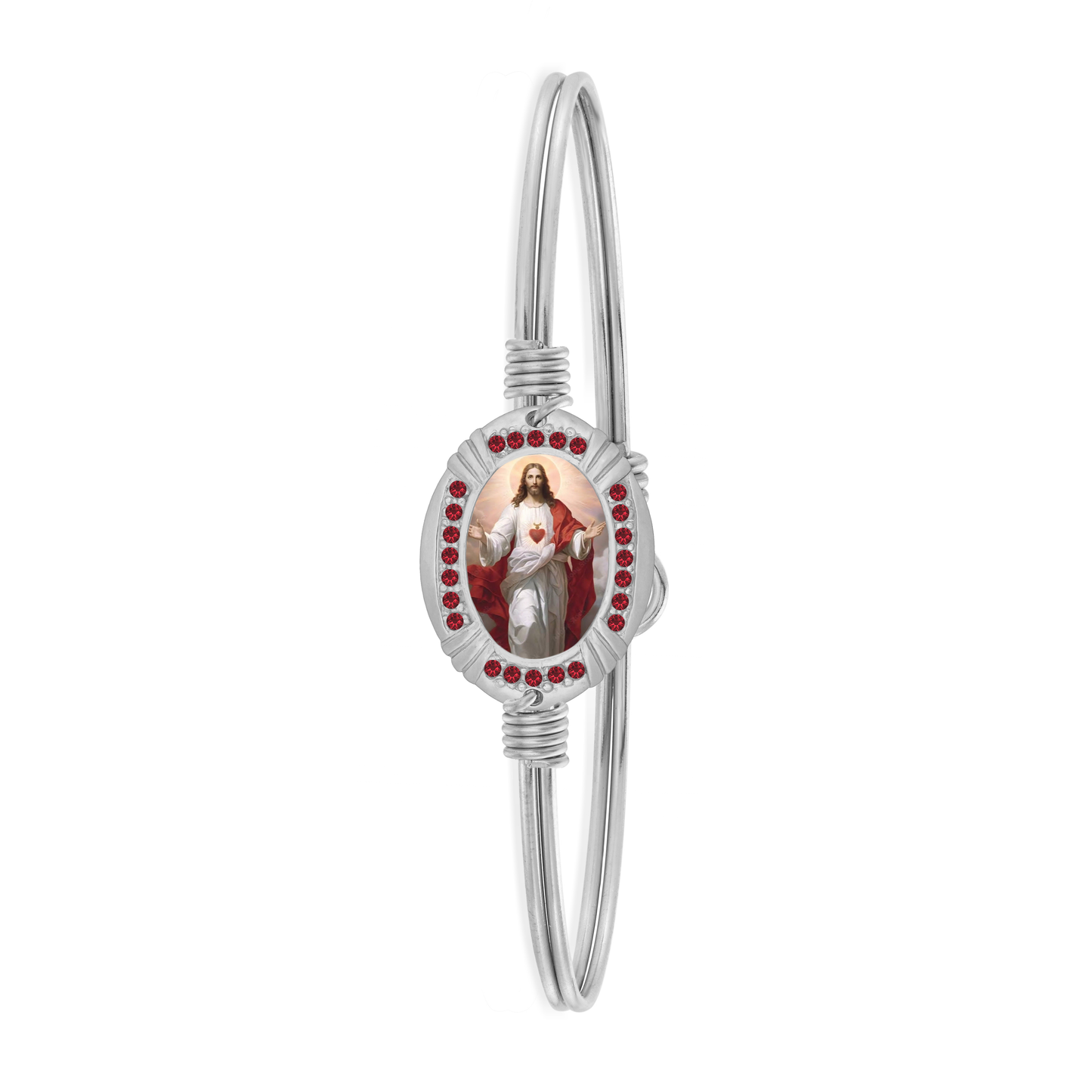 Oval Sacred Heart of Jesus Siam Bracelet