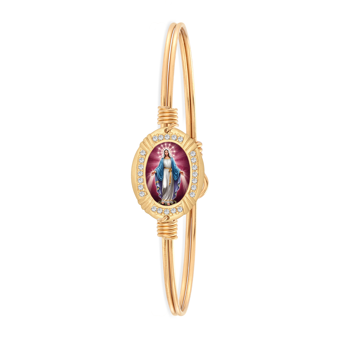 Oval Mother Mary Crystal Bracelet