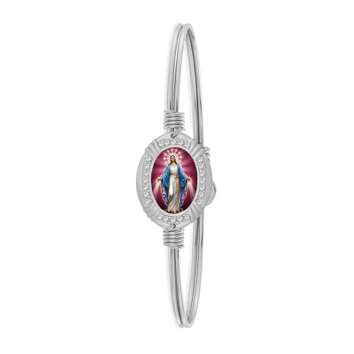 Oval Mother Mary Crystal Bracelet